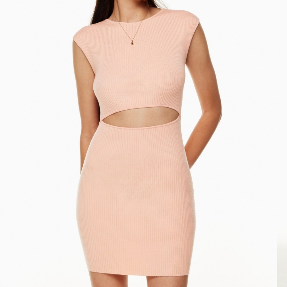 Wilfred Cutout Knit Mini Dress in Coral Blush